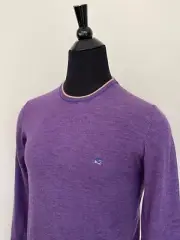 New ETRO Men's Sweater XL size Crew Neck Pullover Purple Wool Knit Jumper