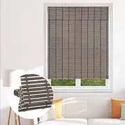 SEEYE Cordless Bamboo Blinds Shades, Light Filtering Bamboo Roller Shades Natural Roman Blind Shade, Bamboo Roll Up Blind for Windows, Easy to Install for Door, Patio, Bedroom, 26" W x 64" H, Brown