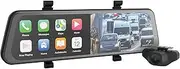 Smart Mirror Monitor with Front and Rear Dash Cam - Features a 9.66" Touch Screen, ADAS, FHD 1080p Front and Reverse Camera with Gridlines - IP67 Waterproof Camera for Car