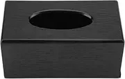 Wood Square Tissue Box Cover,Rectangular Tissue Box Natural Elegance Wood Tissue Box Tissue Holder Decorative Holder/Organizer for Bathroom, Office Desk & Car (Black)