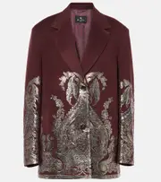 [Etro] Etro Embellished wool and cashmere coat AU 16 burgundy