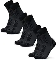 [DANISH ENDURANCE] Lightweight Merino Hiking Socks, Outdoor & Trekking Socks, Wool Socks, Padded, Anti-Blister, for Men & Women, 3 Pairs, black, 14-16.5 US