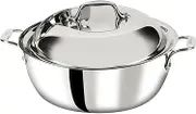 All-Clad 4500 Stainless Steel Tri-Ply Bonded Dishwasher Safe Dutch Oven with Domed Lid/Cookware, 5.5-Quart, Silver