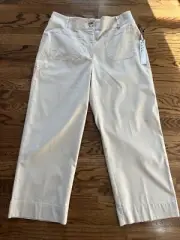 NWT Nicole Miller New York Women's Hi-Rise Straight Leg Cream Pants Size 12