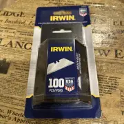100-Pack Irwin 2084400 Heavy Duty Bi-Metal Utility Knife Blades Multi-PurposeZ19