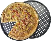 Pizza Tray 36 cm Round and Perforated Set of 2 Perforated Non-Stick Pizza Pan Made of Carbon Steel Pizza Mould for Oven