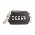 【COACH】小包-新款字母LOGO美型PVC斜背包(深咖白)