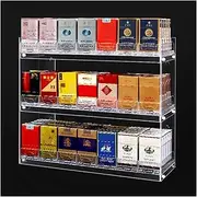 [CARLLEE] Cigarette Display Rack, Cigarette Display Holder, Matchbook Display Case, Automatic Cigarette Pusher Tray, Wall Mounted Candy Rack for Supermarket(54.5x15x37cm)