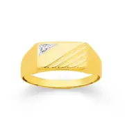 9ct Two Tone Gold Diamond Set Gents Rings