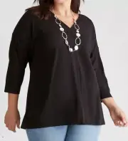 BNWT Size 22 AUTOGRAPH Ladies Black Stretch Knit Tunic Top