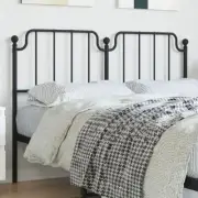Black Metal Double Bed Headboard 137 cm Stylish Bedroom Decor Modern Design