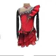Figure Skating Dress Women's Girls' Ice Skating Dress Red Thumbhole Halo Dyeing High Elasticity Professional Competition Skating Wear Thermal Warm Crystal / Rh