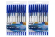 20pk Ball Pens Blue Ballpoint Pen Set Home Office School Study