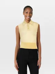 1997 Yellow Metallic Crochet Sleeveless Top