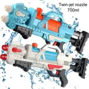 Kids Outdoor Super Soaker Water Guns Twin-Jets Nozzle Toys Blue