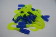 JASONS 2" TWISTER TAIL GRUB 30 PACK CRAPPIE/ BASS LURE BLUE & CHARTREUSE