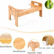 Home Toilet Stool Squat for Bathroom Anti-Slip Strip Bamboo Poop Stool for Adult