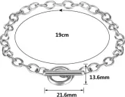 Charm Bracelet Blank Antiqued Silver Link Chain Stainless Steel Cable 7.8"