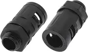X AUTOHAUX 12.3mm / PG7 Cable Glands 10mm / 0.39" Bellows Quick Connector Straight PA6 Nylon Black 2 Pcs