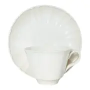 Williams Sonoma AUSTEN Cream Ribbed Scalloped Cup & Saucer Set NEW