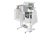 Large Foldable Rolling Clothes Airer Laundry Drying Rack with 8 Lockable Casters