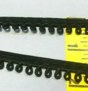 Loop Gimp Braid Trim Shiny Picot Loop Edging Trim Rayon 1/2" Black 10 yds #BG38