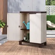 Livsip Outdoor Storage Cabinet Box Garden Garage Cupboard Adjustable Lockable