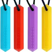 Panny & Mody Australian Local Manufacturer Sensory Chew Necklace for Boys and Girls(4 Pack), BPA Free Silicone Crystal Pendant for Kids with Autism ADHD - Oral Chew Toys for Sensory Motor Aids