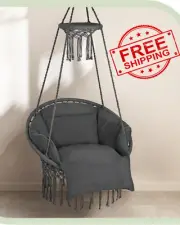 Groverdi Hammock Hanging Swinging Chair Oversized Cushion Indoor/Outdoor - Grey