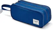 Pencil Case Pouch Box Bag School Supplies Girls Boys Kids, Cute Preppy Stuff Big Capacity Aesthetic Pen Organizer, Back to College Stationary, Navy Blue, Extra Large Style, 2300ml
