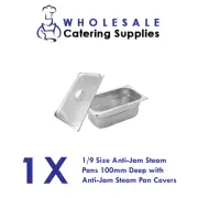 Anti-Jam Bain Marie/Steam Pan S/S 1/9 GN 100mm With Lid