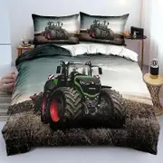 a49 Bed Sheets ing Tractor Bedding Set for Boys Tractors Duvet Cover Pillowcase Home Children's Gift3-Piece Bedding Set (1 Duvet Cover + 2 Pillo...