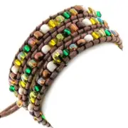 Cool Brown Mixed Color Glass Seed Beads Wrap Bracelet Or Anklet