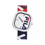 【FILA WATCH】街頭時尚趣味方形撞色潮流運動腕錶-經典紅藍/38-6098-002