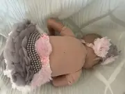 PRETTY AS A ROSE LACE RUFFLE PEARL BLOOMER/HEADBAND SET 6-18 Mo 1st PHOTOSHOOT
