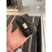 在飛比找蝦皮購物優惠-正品Chanel 2.55 黑 金 Mini短夾