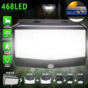 468LED Solar Powered PIR Motion Sensor Wall Lights Outdoor Garden Security Flood