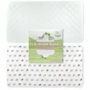 Baby Fitted Crib Sheet + Bamboo Fabric Mattress Protector Set Organic Cotton 2pc
