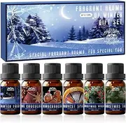 6 Pack Aromatherapy Essential Oils Diffuser for Home and Car Oil Diffuser Essential Oils Essential Oil Fragrance of Winter Essential Oil Gift Set Fragrance Oil for Candle Making 10ML Christmas