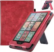 Jarttarn Case Compatible with 7'' Kindle Paperwhite 12th Generation 2024,Stand Lightweight Leather Cover with Auto Sleep/Wake Function, Hand Strap and Card Slot (Red)