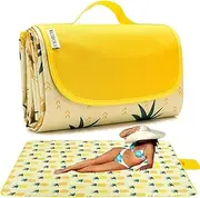 RUIBOLU Beach Blanket Large Picnic Blankets, Sandproof Beach Mat for 2-4 Adults Waterproof Quick Drying Outdoor Picnic Mat for Travel Camping Hiking Festival Park Lawn (Cute Pineapple)…