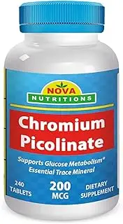 Nova Nutritions Chromium Picolinate 200mcg 240 Tablets - Chromium Promotes Healthy Glucose Metabolism