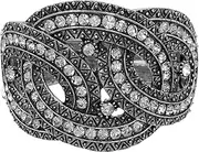 [Gypsy Jewels] 3 Oval Large Statement Fancy Rhinestone Bling Chunky Hinged Bangle Bracelet - Assorted Colors