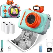 Kids Camera Instant Print, 2" HD 1080P Digital Camera Selfie Video for Girls Boys 3-14 Years Old (Blue)