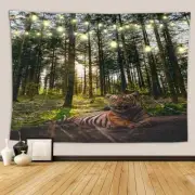 Tiger Forest Sunshine 3D Wall Hang Cloth Tapestry Fabric Decorations Decor