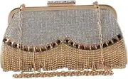 [FOMIYES] Elegant Evening Clutch Bag for Women Rhinestone Handbag for Banquet Party Prom Portable Phone Bag for Formal Events Stylish Tassel Design for Girlfriends Friends