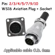 WS16 Aviation Plug + Socket Cable Connector Adapter Metal 2/3/4/5/7-10 Pin TQ+Z