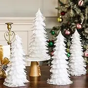 Liliful Christmas White Feather Tree with Glitter Tips 12'' Table Top Feather Christmas Tree Xmas Tree Tabletop Decorations Centerpieces for Winter Wedding Party Shelf Home Decor (4 Pieces)