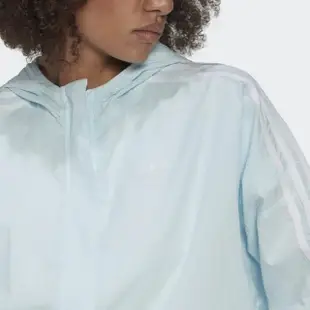 【adidas 愛迪達】外套 女款 運動外套 風衣外套 三葉草 POPLIN TRACKTOP 藍 HL9305
