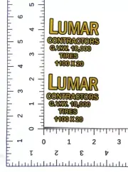 Lumar contractor water slide decal set SHIPPING W/TRACKING